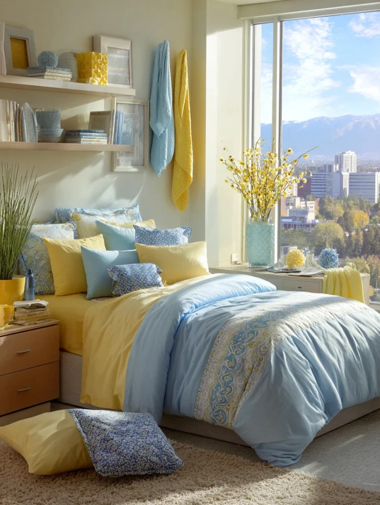 Dorm Room Color Ideas: Sky Blue and Soft Yellow