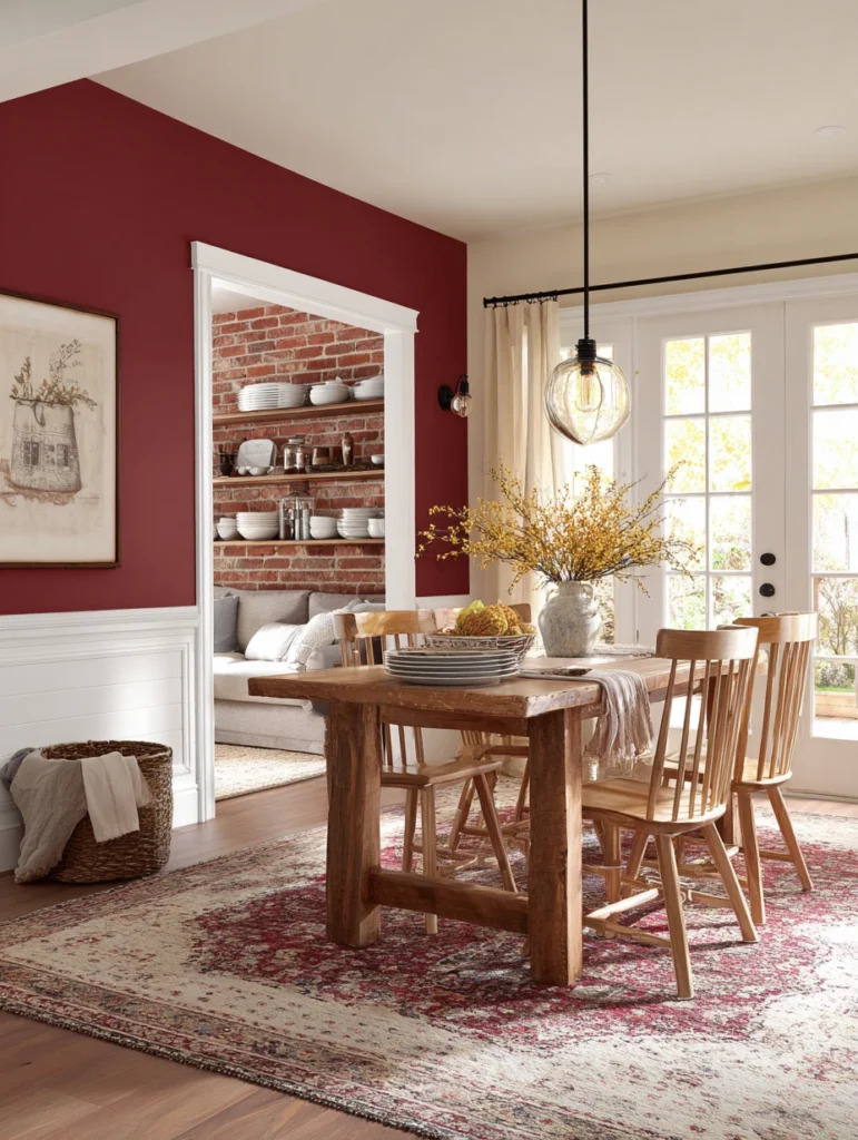 Wall Color Combinations: Brick Red and Cream