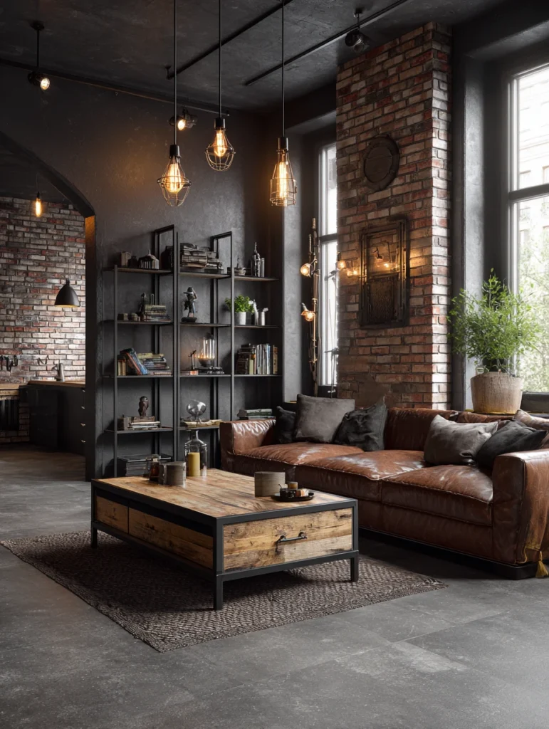 Grey Flooring Living Room Ideas: Embrace Industrial Style Elements