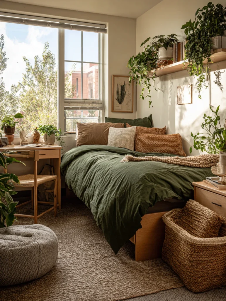 Dorm Room Color Ideas: Forest Green and Tan