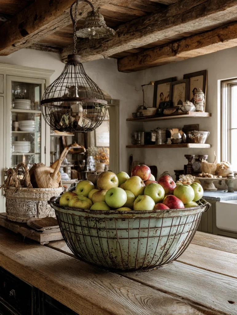 Creative Fruit Basket Ideas for Your Kitchen: Vintage Metal Basket
