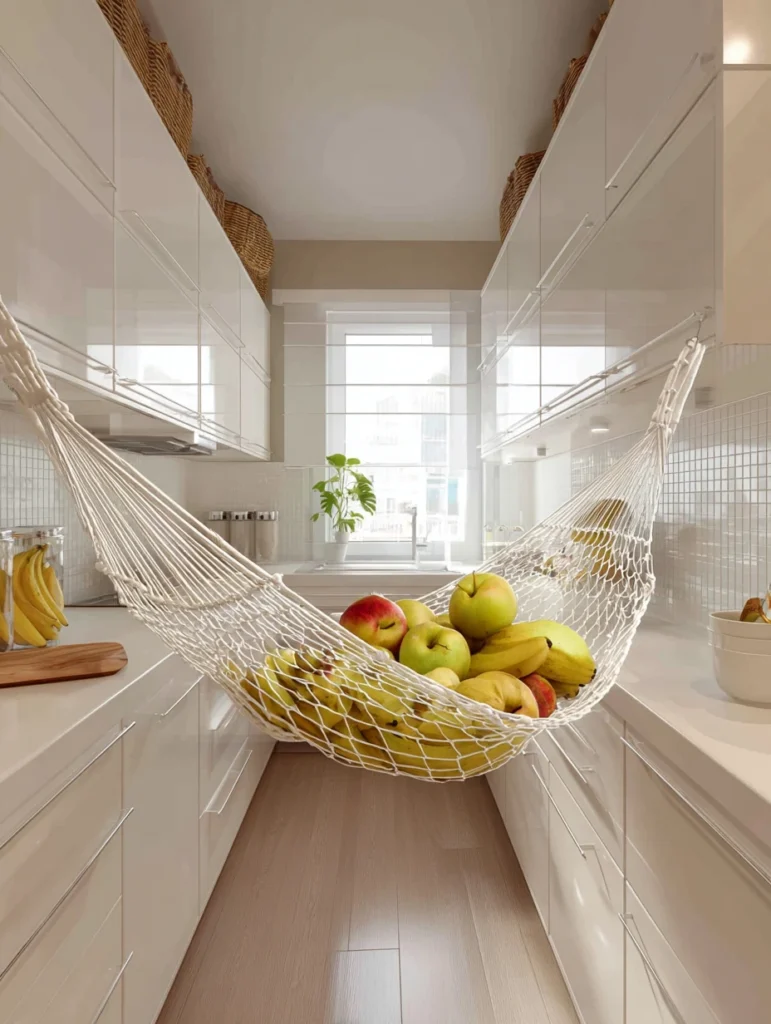 Creative Fruit Basket Ideas for Your Kitchen: Fruit Hammock Under Cabinet