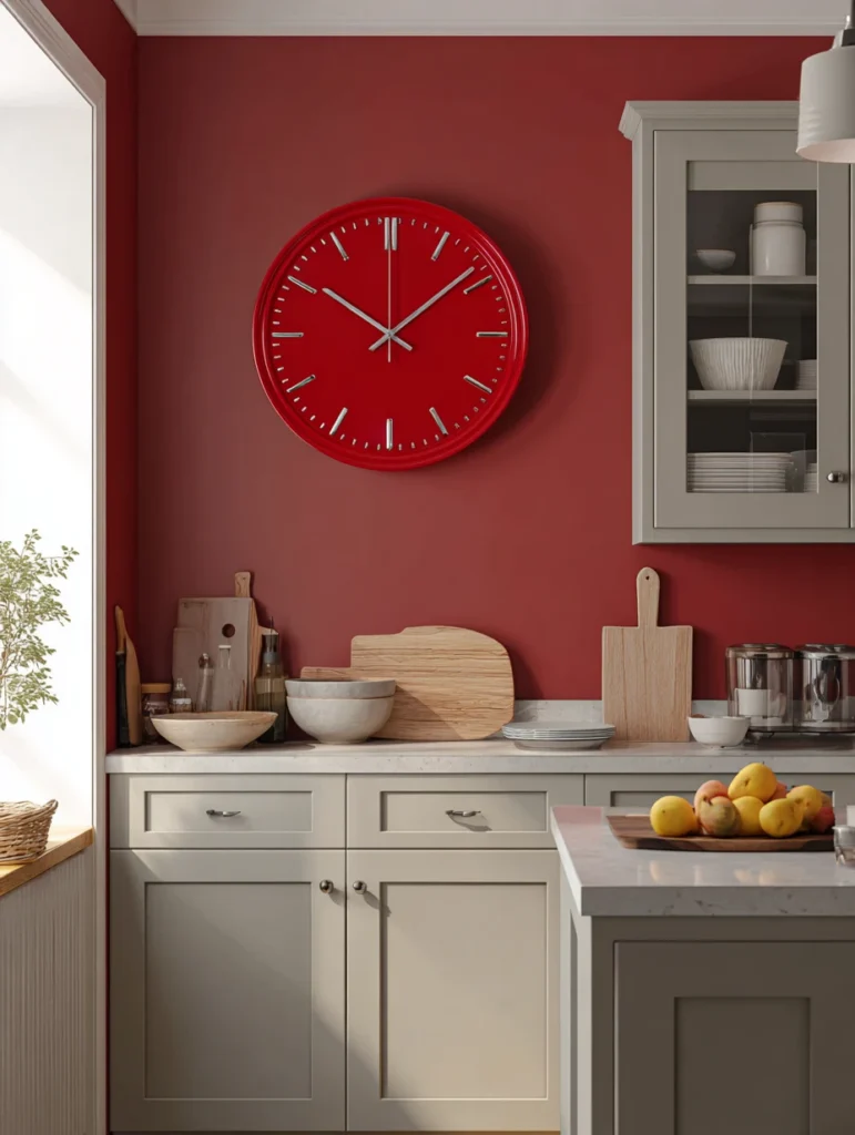 Red Kitchen Decor Ideas: Red Kitchen Clock