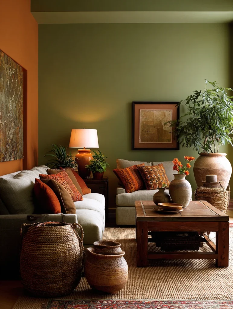 Wall Color Combinations: Olive Green and Rust