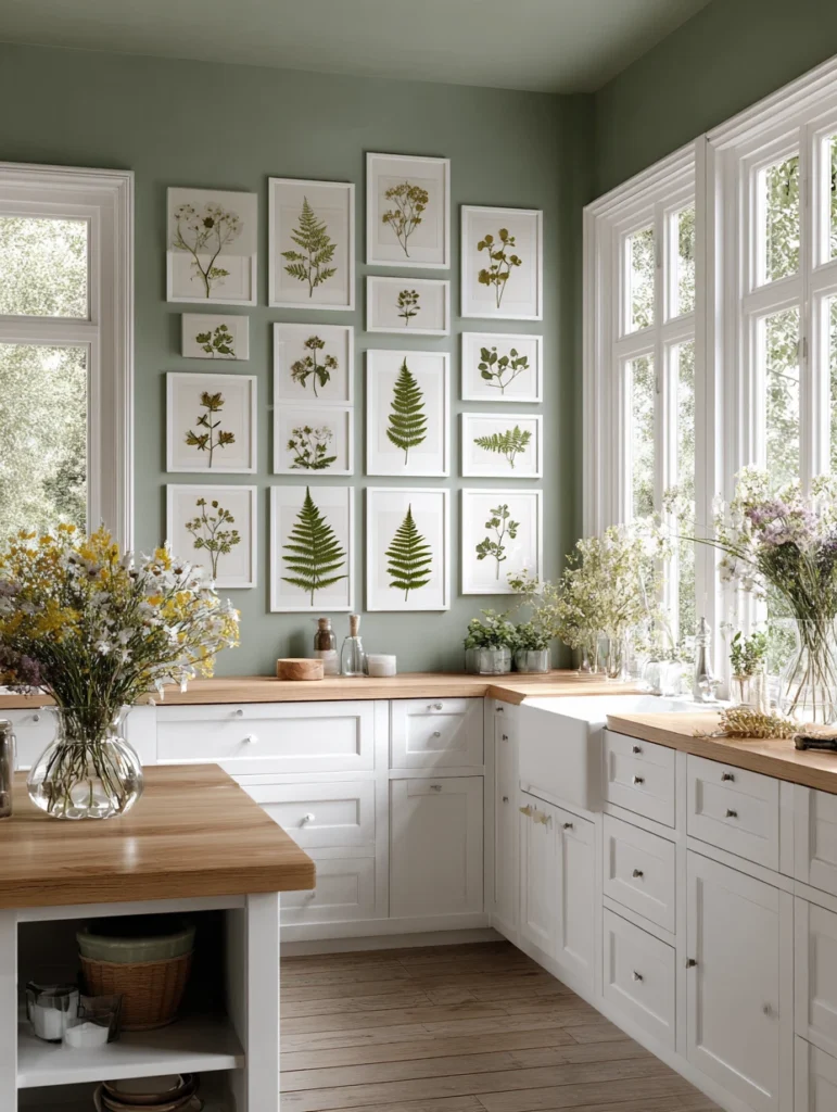 Aesthetic Kitchen Wall Decor Ideas: Pressed Botanical Frames
