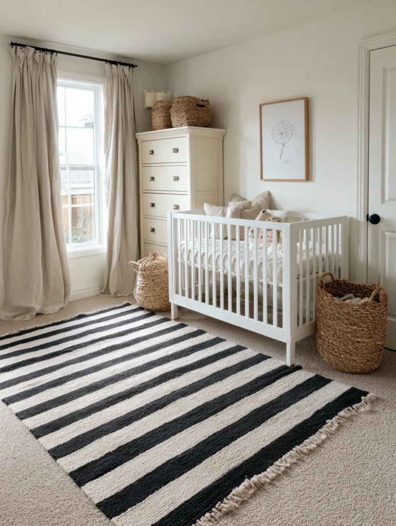 Elegant French Nursery Ideas: Striped Area Rug