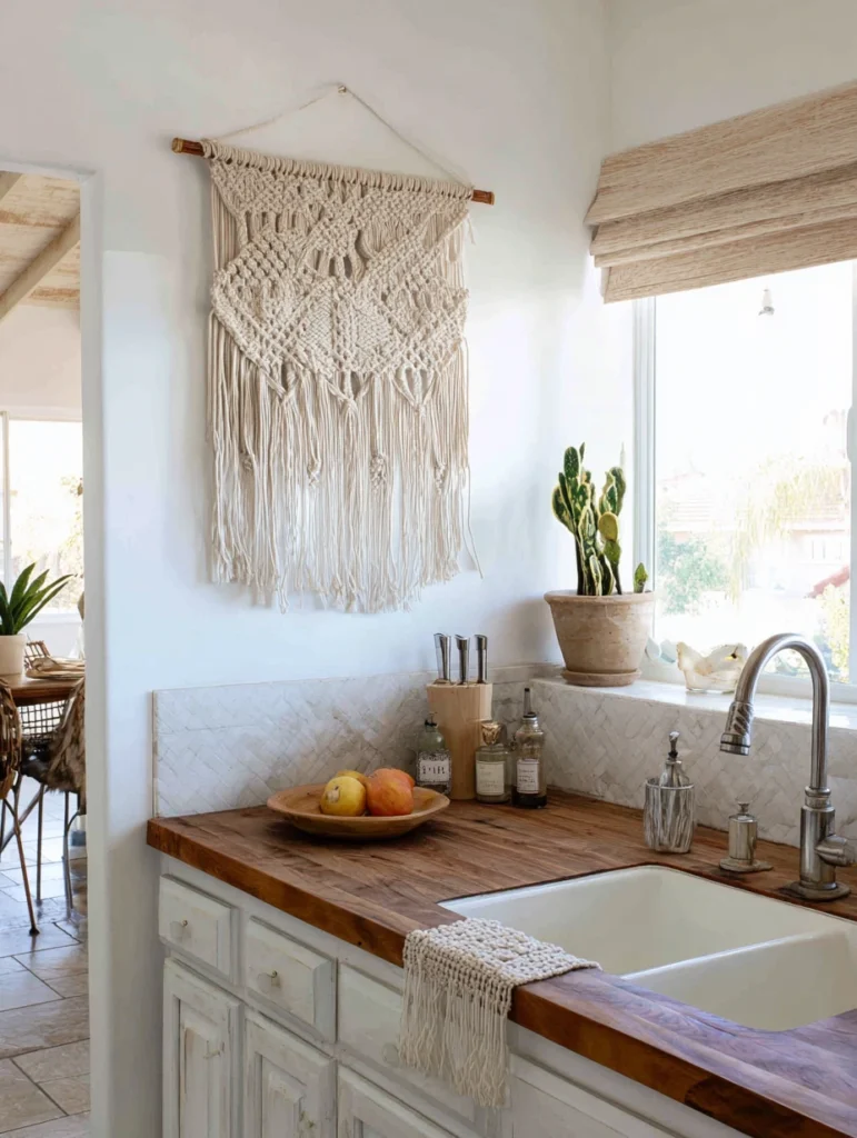 Above Kitchen Sink Ideas: Hang a Fabric or Woven Wall Hanging
