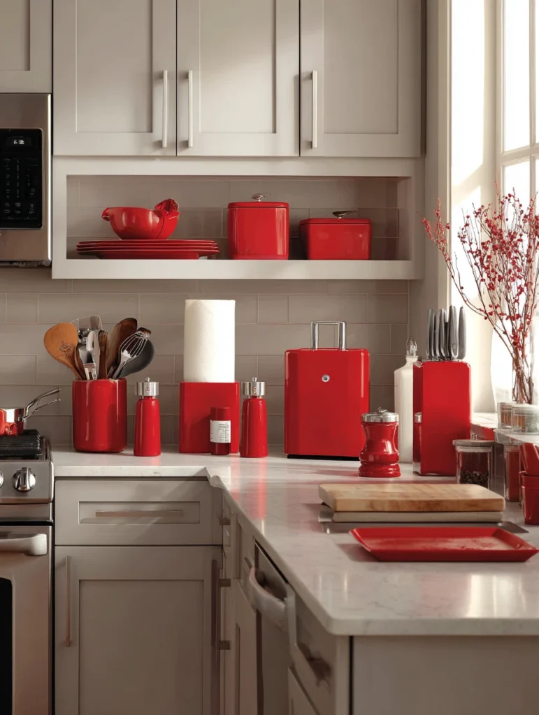 Red Kitchen Decor Ideas: Red Kitchen Accessories Grouping