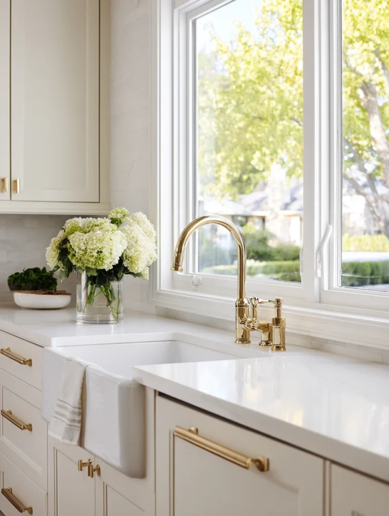 Kitchen Wash Basin Ideas: Upgrade to a Brushed Gold Faucet