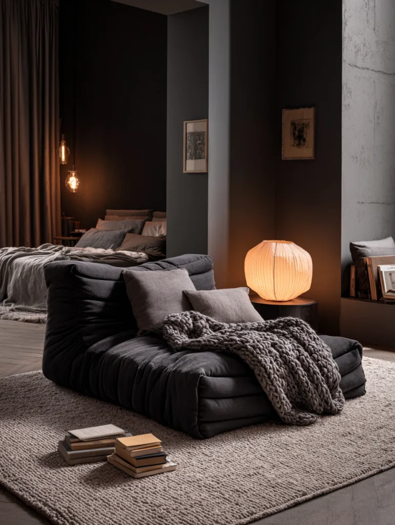 Aesthetic Grunge Room Ideas: Create a Corner Reading Nook with Floor Cushions