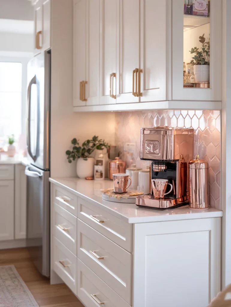 Rose Gold Kitchen Ideas: Rose Gold Coffee Station Accessories