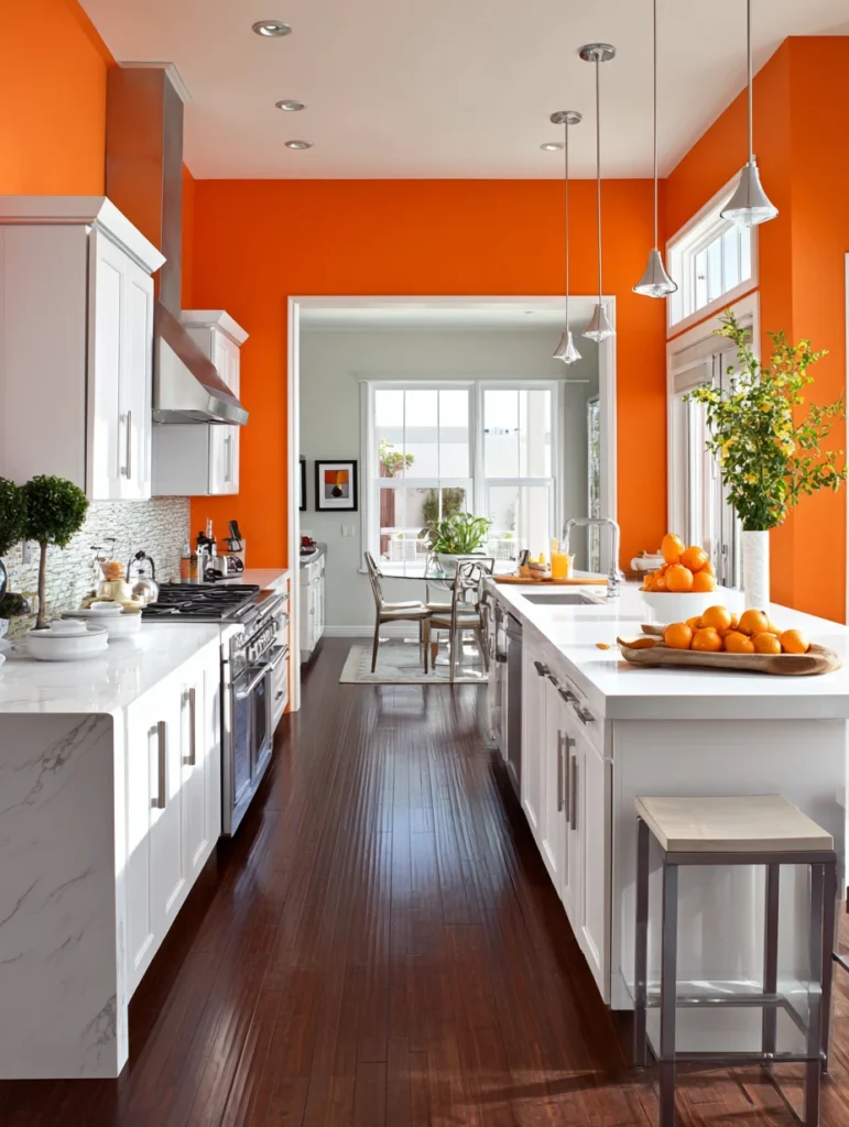 Wall Color Combinations: Tangerine and White