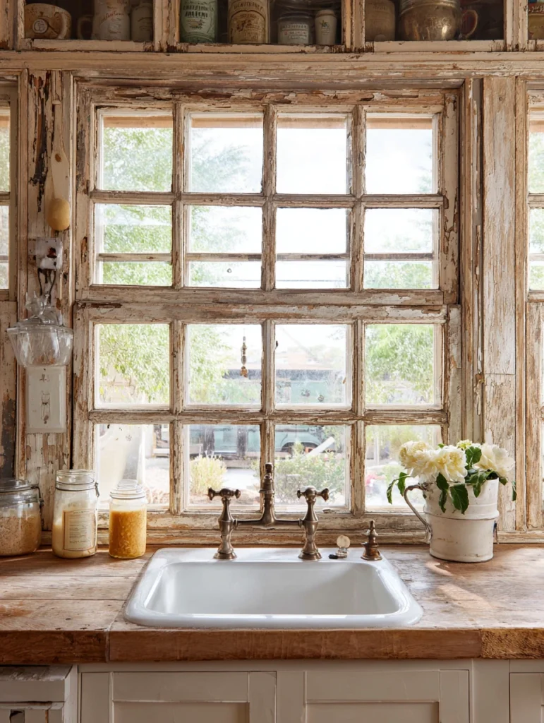 Above Kitchen Sink Ideas: Hang a Vintage Window Frame
