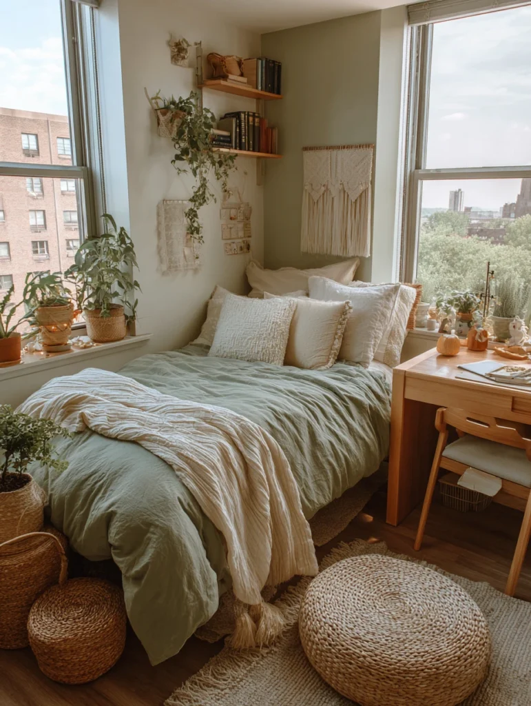 Dorm Room Color Ideas: Sage Green and Cream