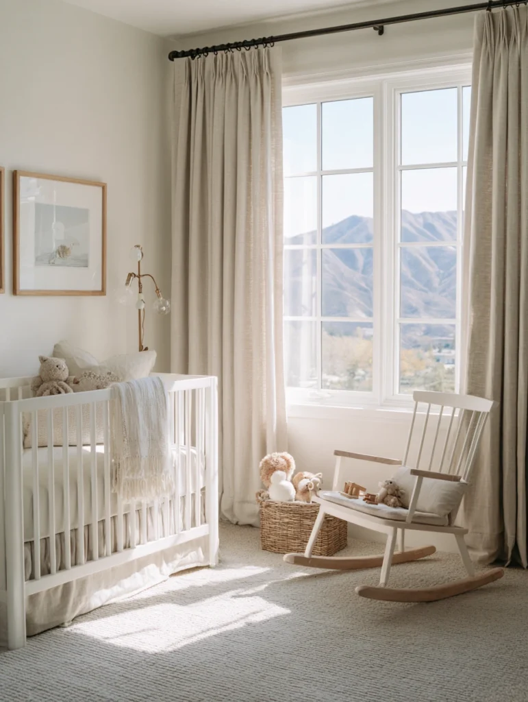 Elegant French Nursery Ideas: Soft Linen Window Treatments