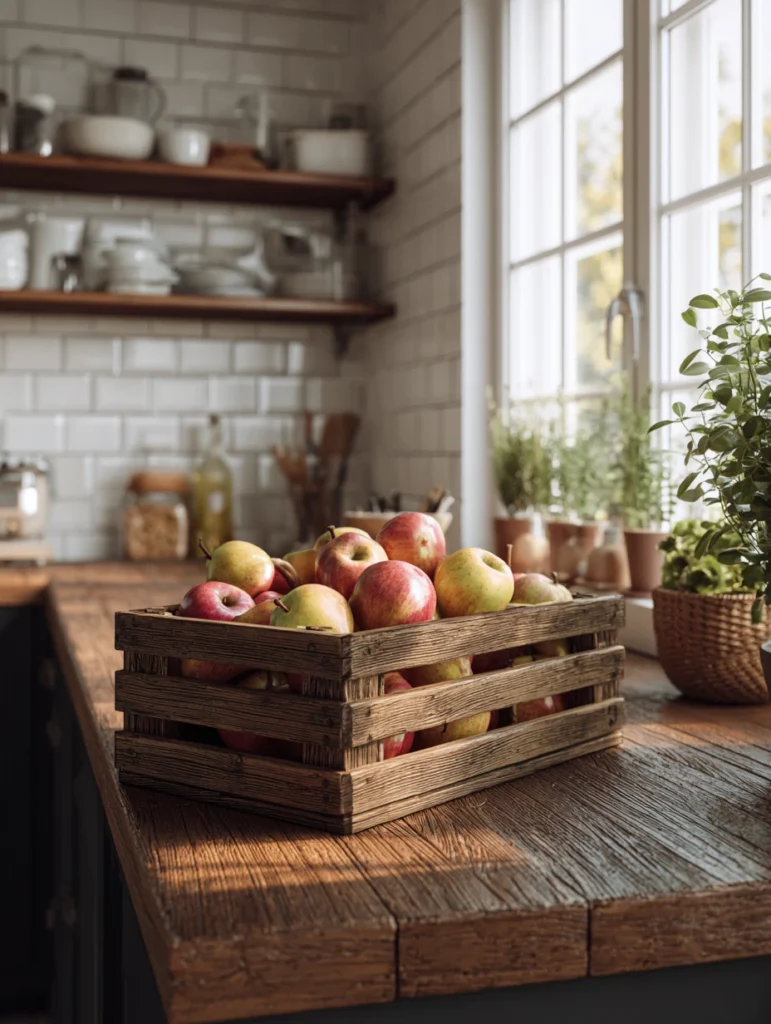 Creative Fruit Basket Ideas for Your Kitchen: Wooden Crate Display