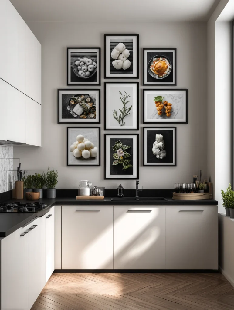 Aesthetic Kitchen Wall Decor Ideas: Gallery Wall of Food Photography