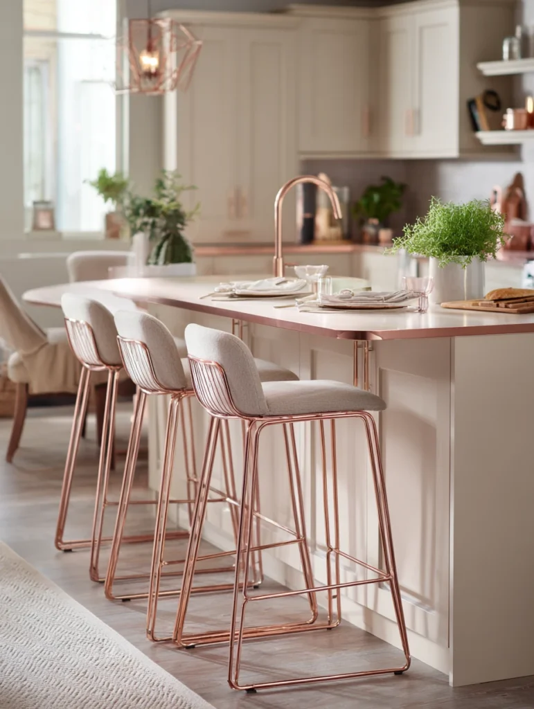 Rose Gold Kitchen Ideas: Rose Gold Bar Stools for a Cozy Perch