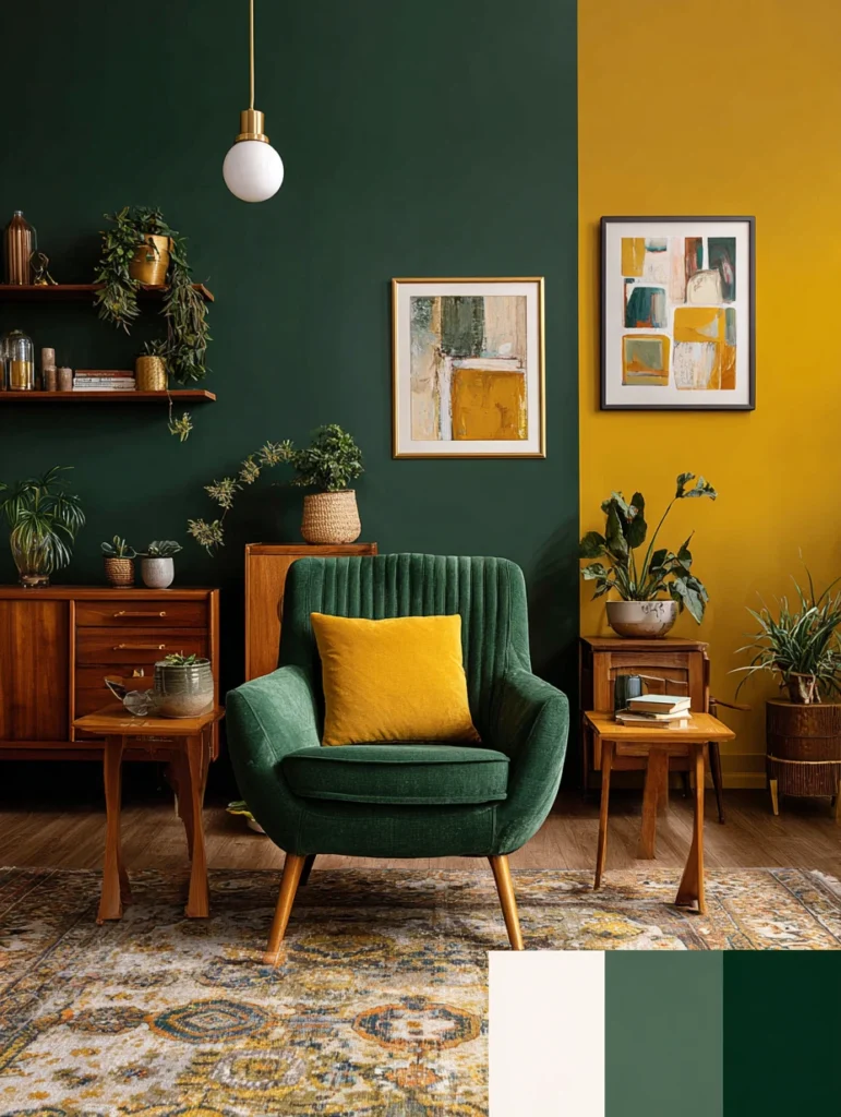 Wall Color Combinations: Forest Green and Golden Yellow