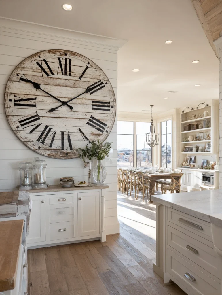 Aesthetic Kitchen Wall Decor Ideas: Oversized Vintage Clock Statement Piece