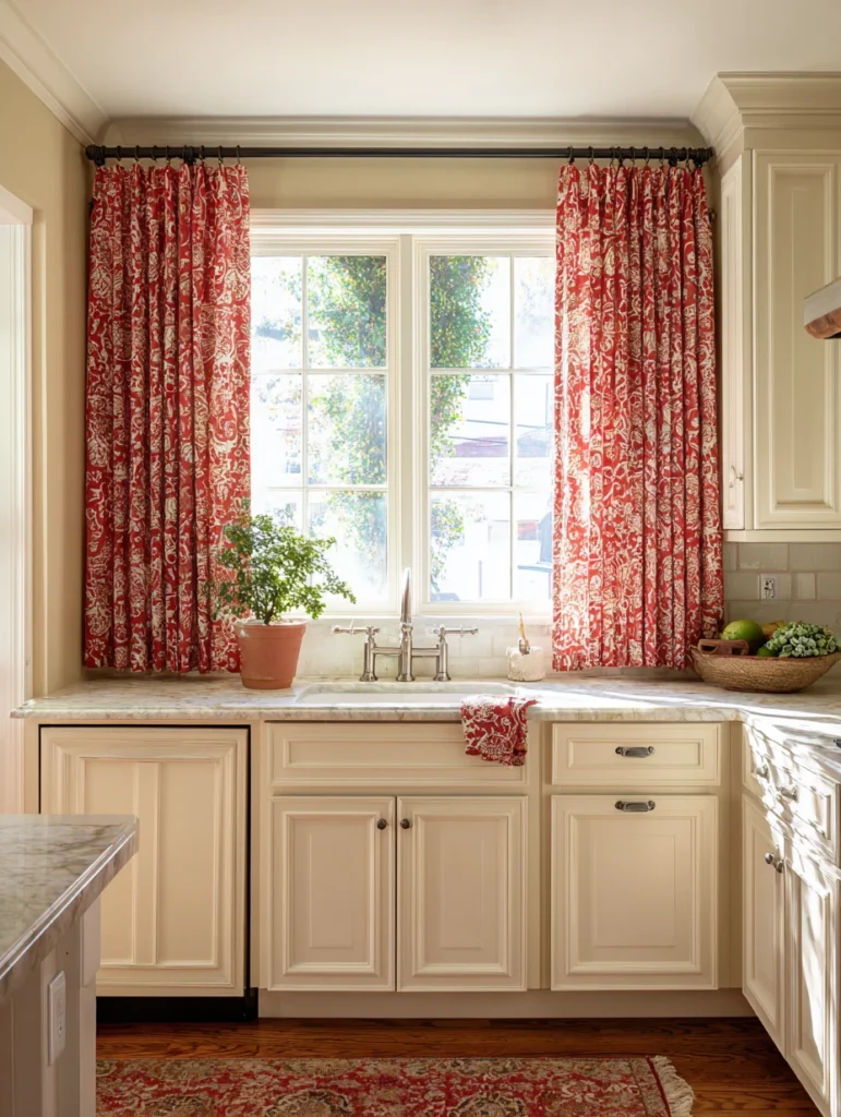 Red Kitchen Decor Ideas: Red Kitchen Curtains and Window Treatments