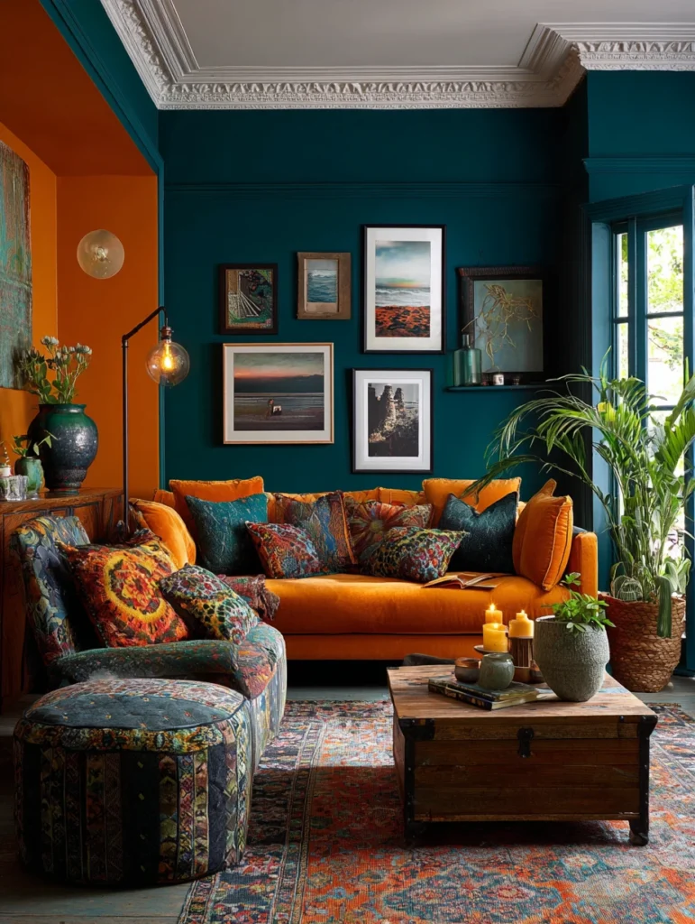 Wall Color Combinations: Burnt Orange and Deep Teal