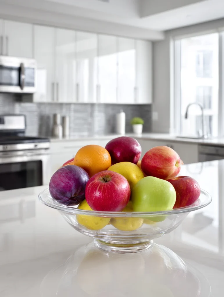 Creative Fruit Basket Ideas for Your Kitchen: Clear Glass Bowl