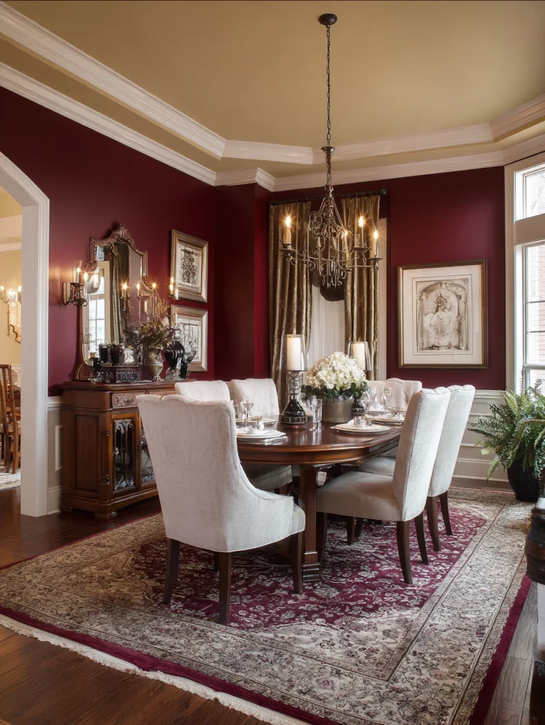 Wall Color Combinations: Burgundy and Warm Beige