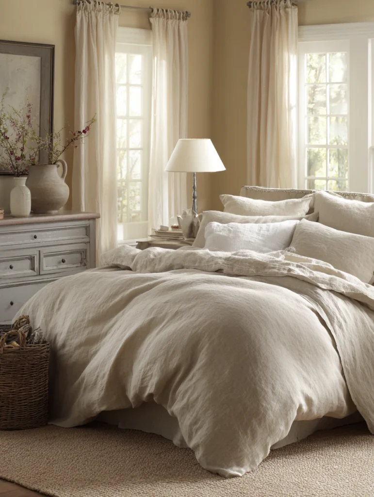 Beige Bedroom Ideas: Use Beige Linen Bedding