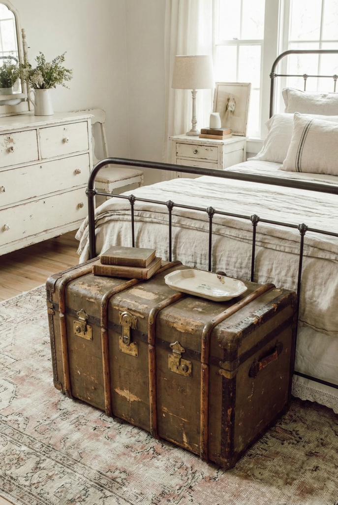 11. Antique Trunks at the Foot of the Bed
