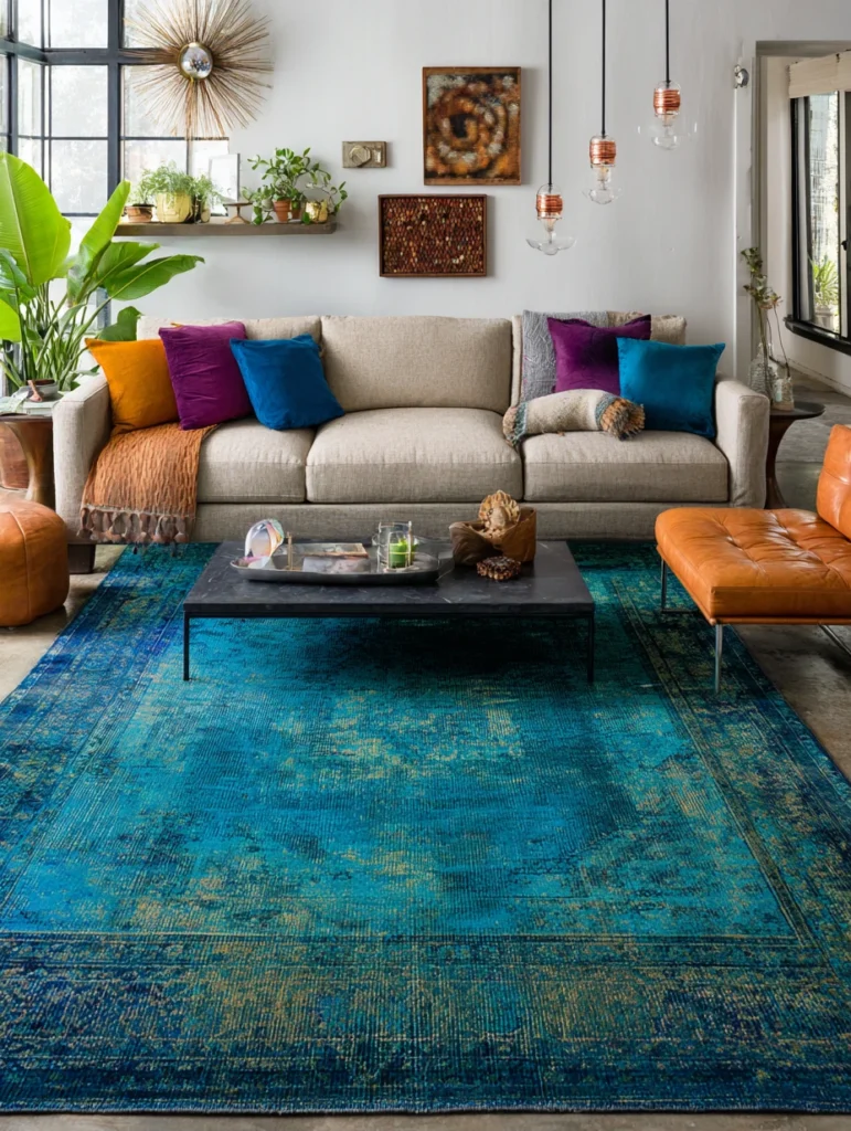 Stylish Living Room Rug Ideas: Distressed and Overdyed Rugs