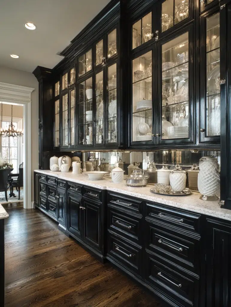 13 Black Cabinets with Glass Front