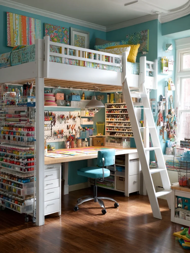 Loft Bed Bedroom Ideas: Craft Supply Headquarters