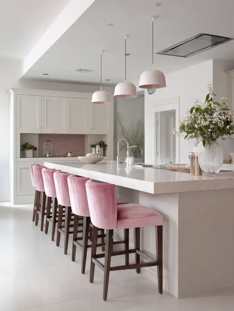 14 Pink Velvet Bar Stools
