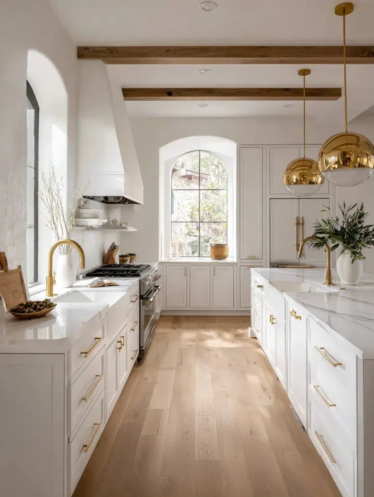 15 White Cabinets with Gold