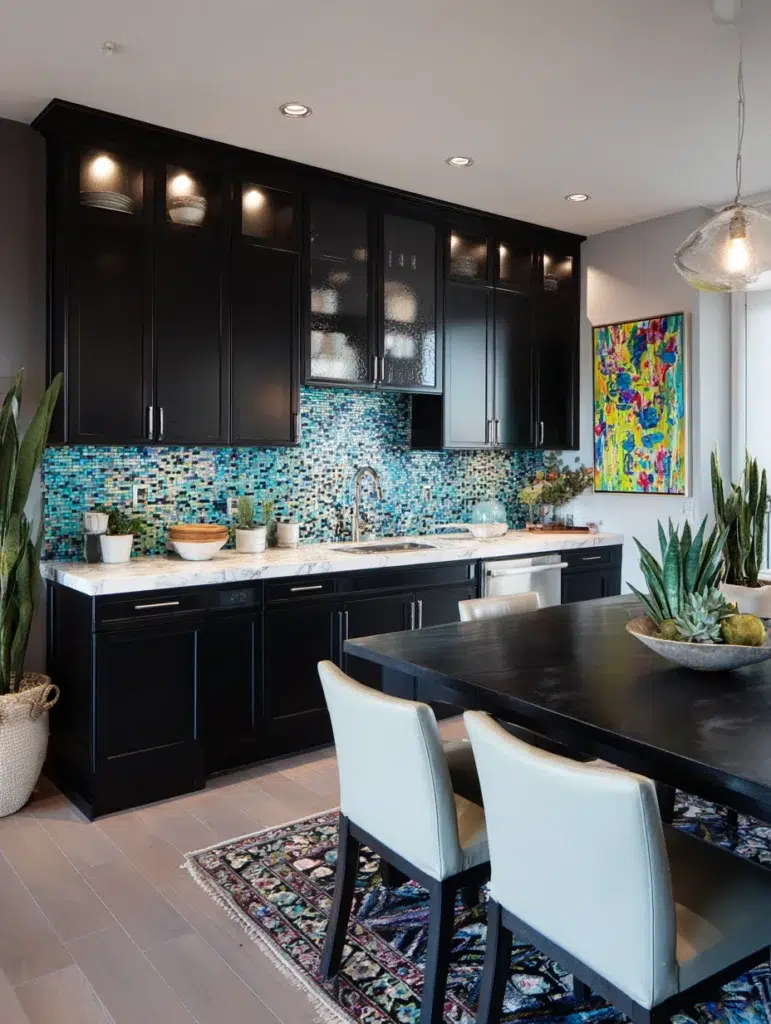 17 Black Cabinets with Colorful