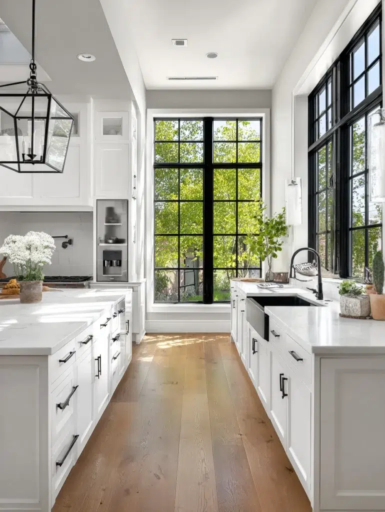 17 White Cabinets with Black