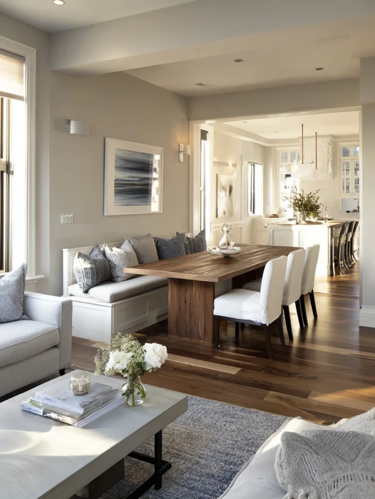Small Living Room Dining Room Combo Ideas: Choose a Bench for Dining Seating