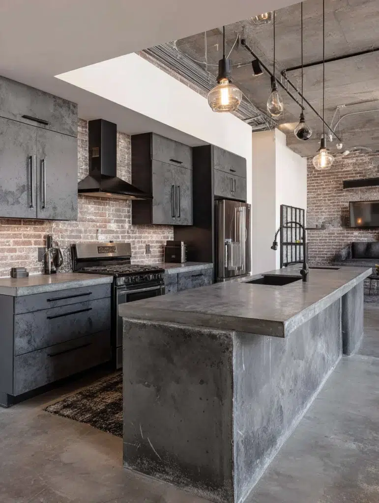 18 Grey Cabinets with Concrete