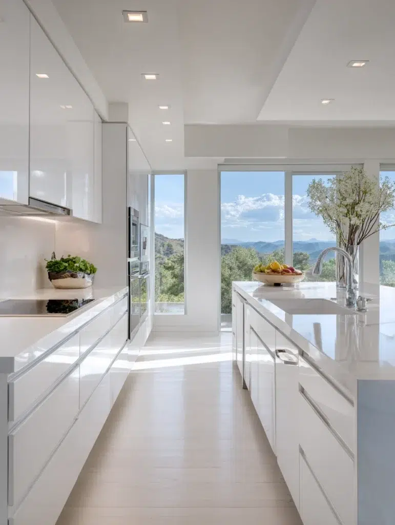 18 White Cabinets with Integrated