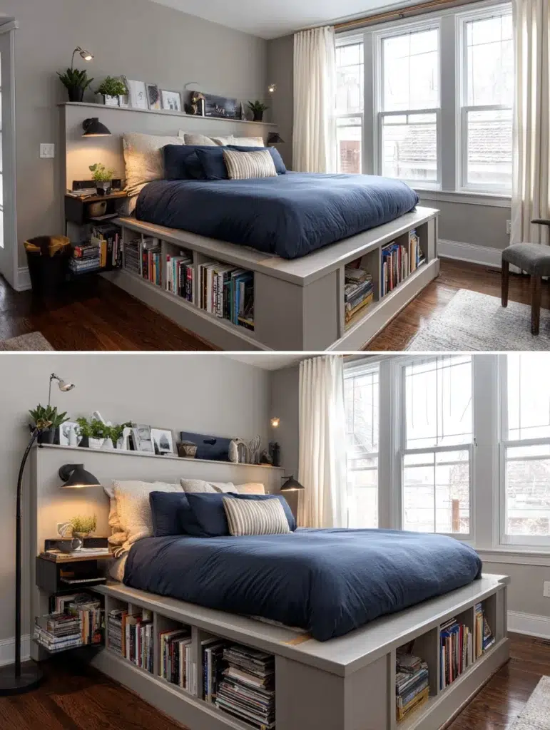 19 Headboard with Built In Shelves