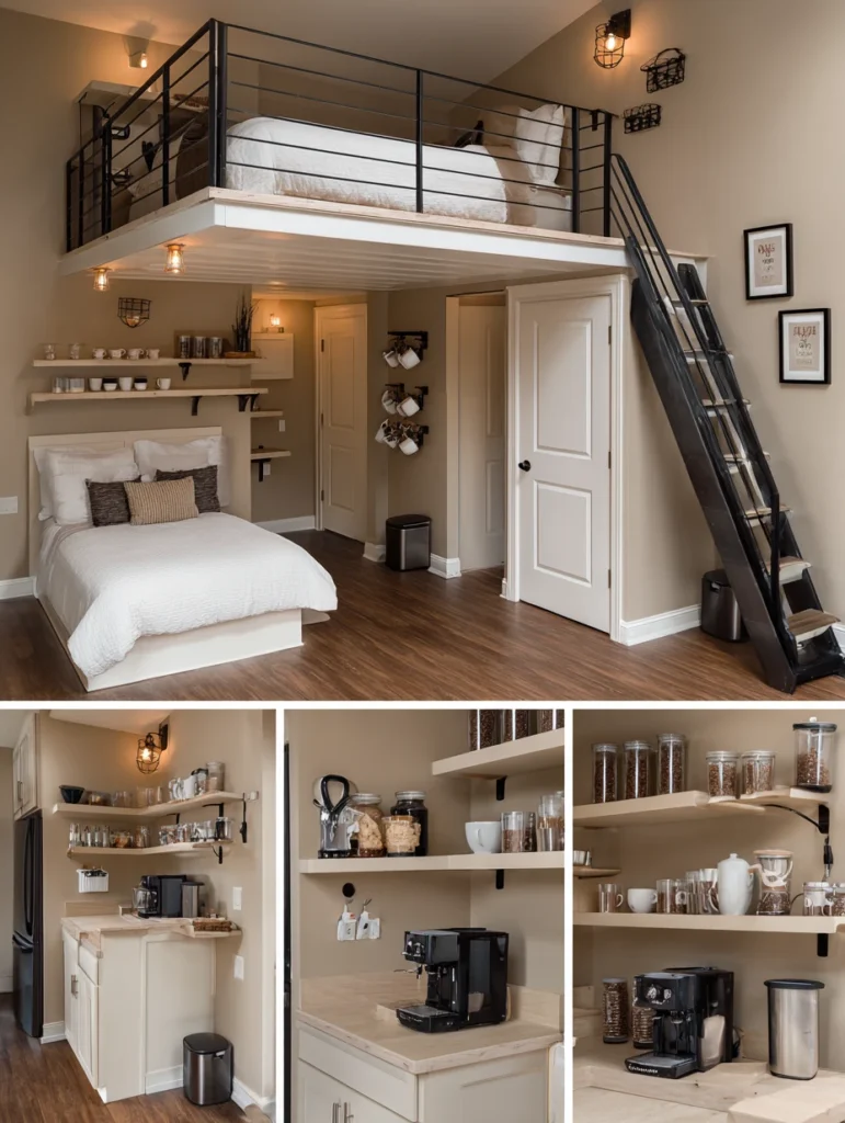 Loft Bed Bedroom Ideas: Home Bar Coffee Station