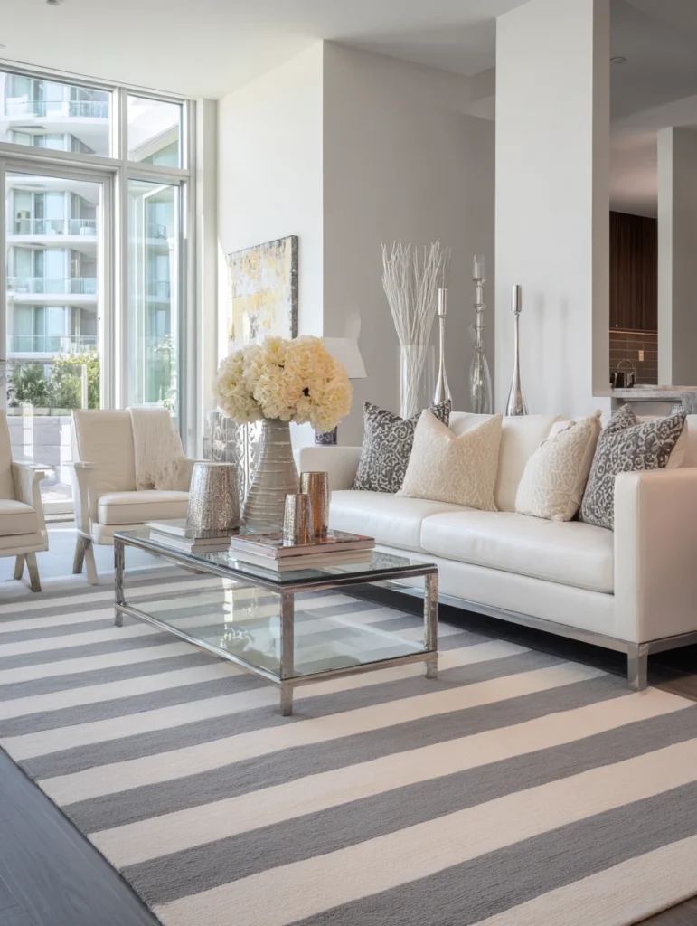 Stylish Living Room Rug Ideas: Striped Designs for Visual Length