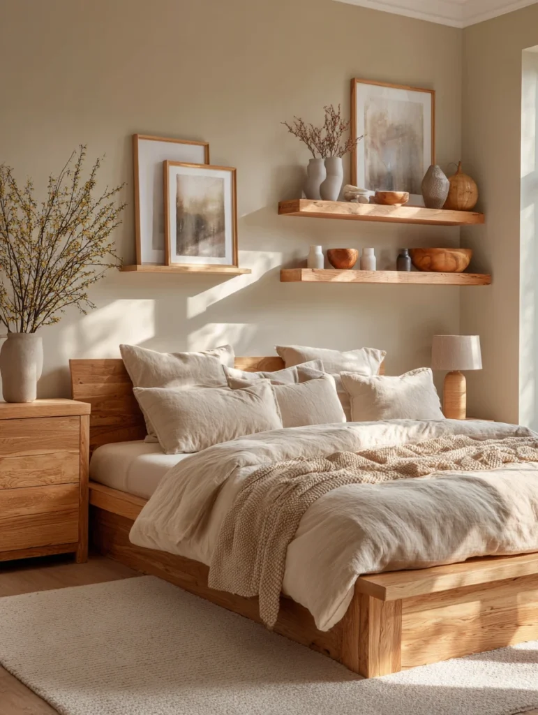 Beige Bedroom Ideas: Bring in Natural Wood Elements
