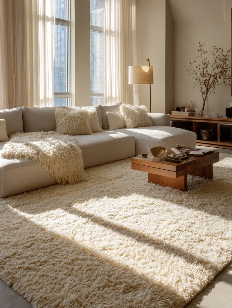 Stylish Living Room Rug Ideas: High-Pile Textured Rugs for Ultimate Coziness
