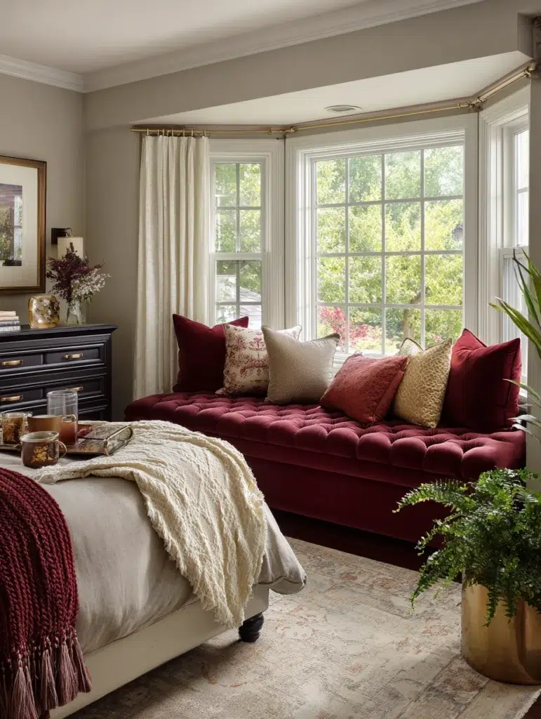 20 Burgundy Window Seat Cushions