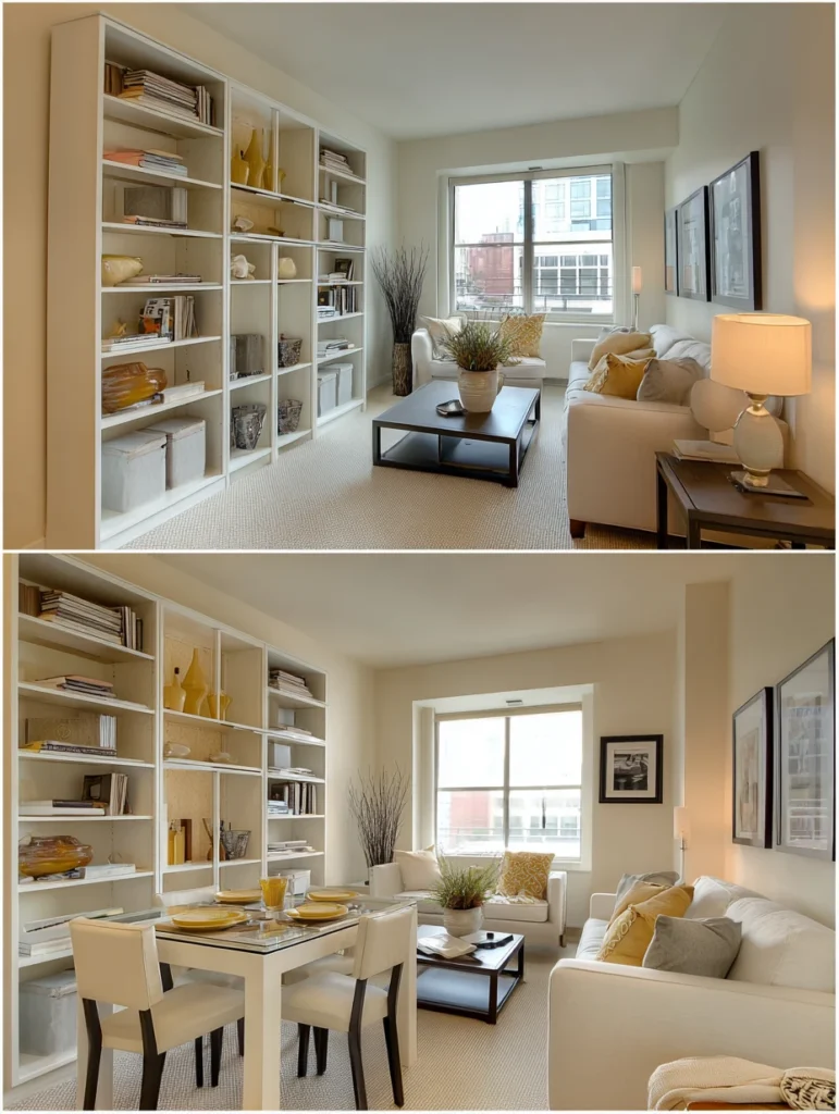 Small Living Room Dining Room Combo Ideas: Add Vertical Storage Solutions