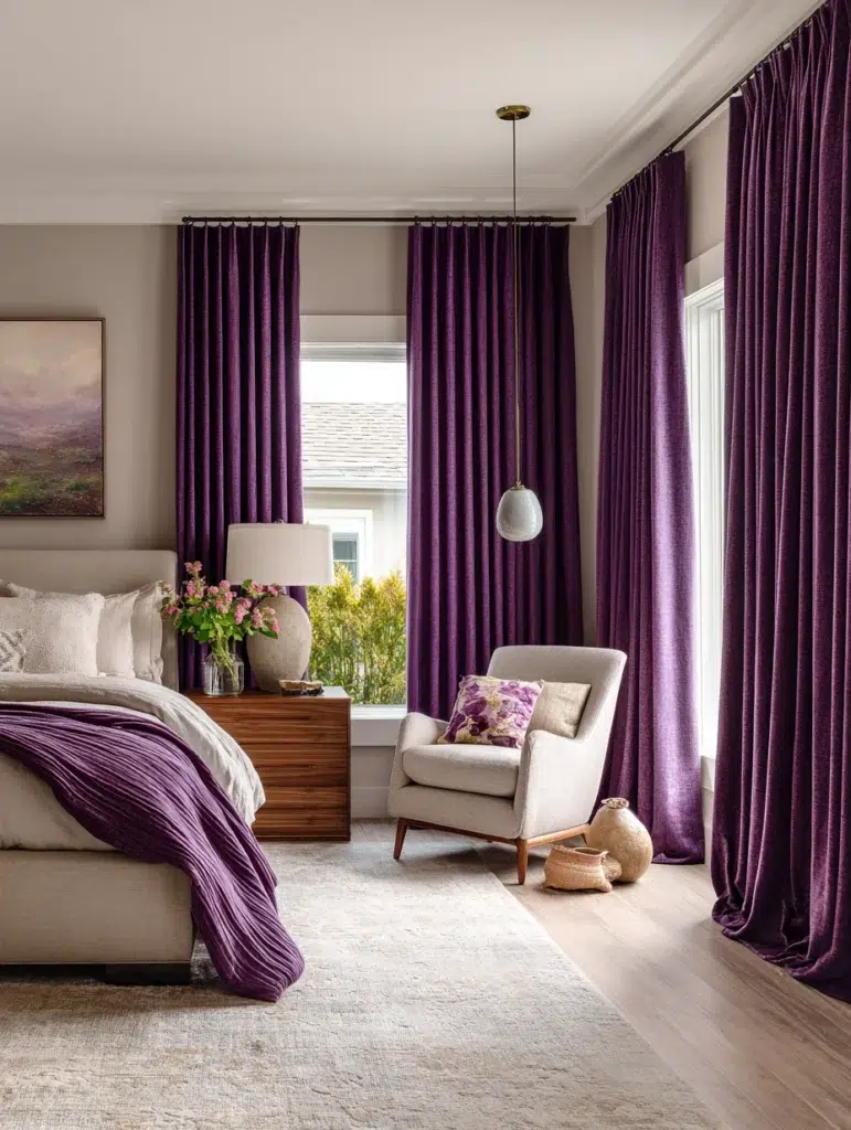 3 Amethyst Purple Curtains