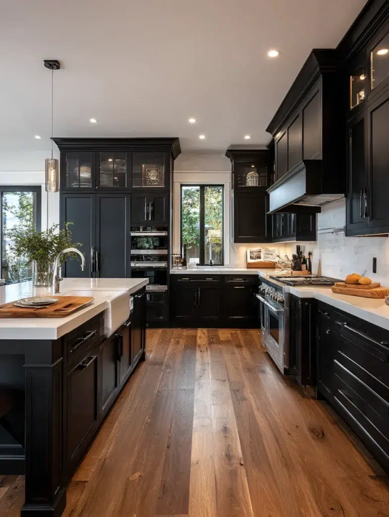 3 Black Shaker Cabinets