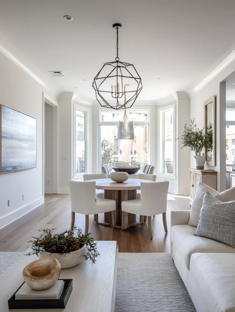 Small Living Room Dining Room Combo Ideas: Install a Statement Light Fixture Over Your Dining Table